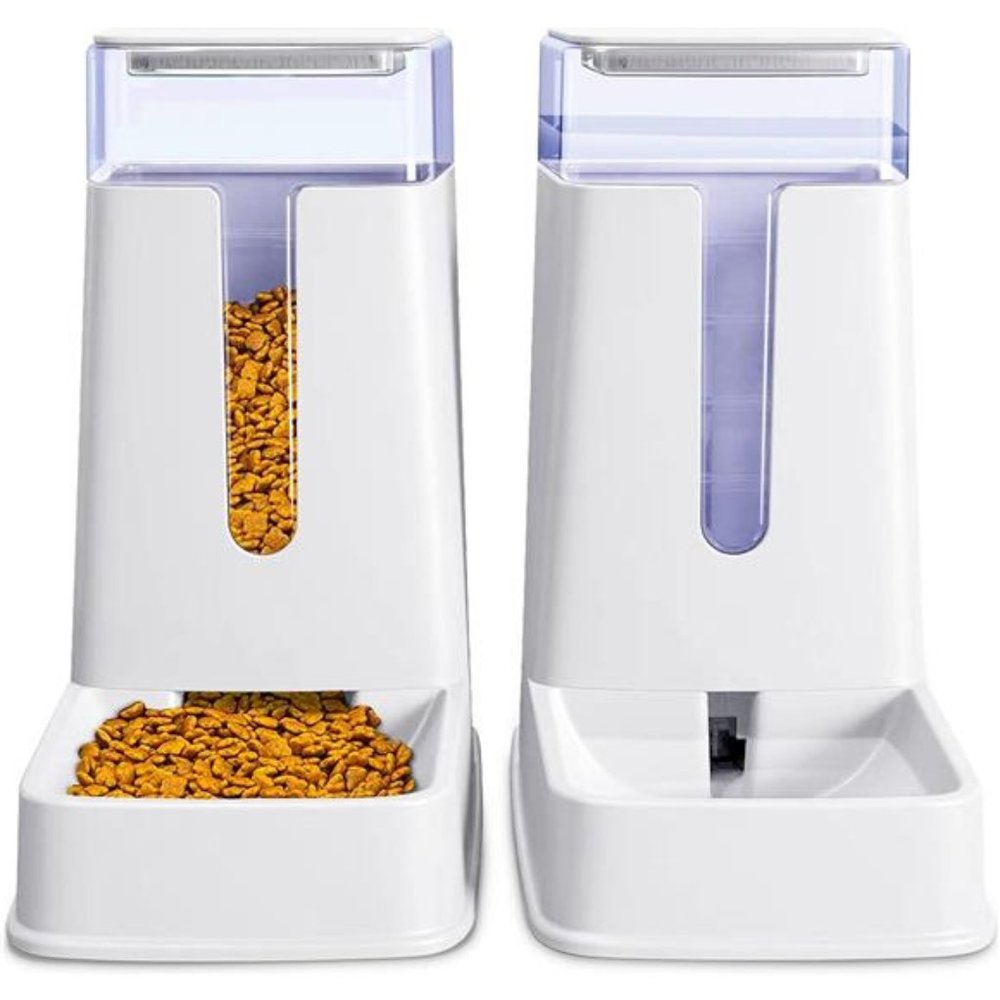 Automatic Cat Feeder and Water Dispenser in Set 2Packs 1 Gallon for Small Medium